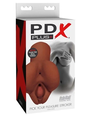 PDX Pick Your Pleasure Stroker Brown - Realistic Anal Pussy Combo Masturbator - Image 1 of 4