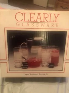 Vintage Crisa Contempo 7 Piece Glass Beverage Set w/Box Pitcher and Glasses - Picture 1 of 5