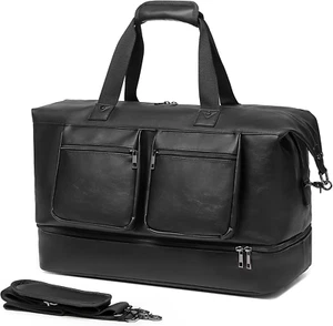 Travel Duffle Bag, Leather Overnight Bag for Mens Women Carry on Bag Weekender B - Picture 1 of 12