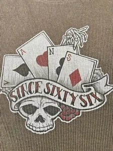 VANS "Since Sixty Six" Graphic Brown Crew Neck Pullover Thermal Shirt Men's L - Picture 1 of 8