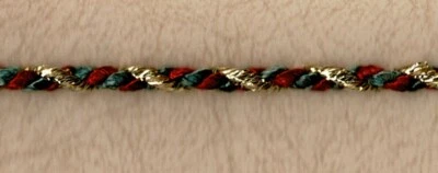 5 yardas 1/8" rojo, verde, lámina dorada cordón giratorio borde 780-76 Foto 1 de 2