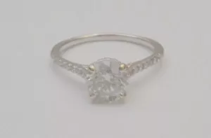Diamond engagement ring 18k White Gold 1.98 Tcw Solitaire Size 7 R8 - Picture 1 of 10