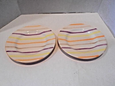 Tabletops Gallery Broadway Stripes Set of 2 Salad Plates 8 1/2" - Image 1 of 3