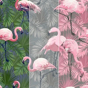 Papel pintado flamenco aves animales plumas rosa tropical peculiar fondo de pantalla exótico - Imagen 1 de 7