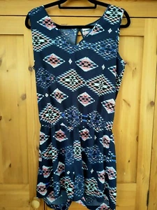 Ex Cond JDY Jacqueline De Yong Aztec Playsuit Size 12 Blue Pink Summer Holiday - Picture 1 of 5