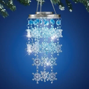 Solarbetriebener beleuchteter funkelnder Weihnachts Schneeflocken Kronleuchter Garten Mobile - Bild 1 von 1