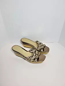 Nine West scivoli intrecciati dorati donna taglia 9M - Foto 1 di 15