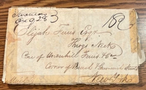 1822 Stampless Letter Scranton VT Manuscript 18 Cent? Rate To Throggs Neck NY - Picture 1 of 12