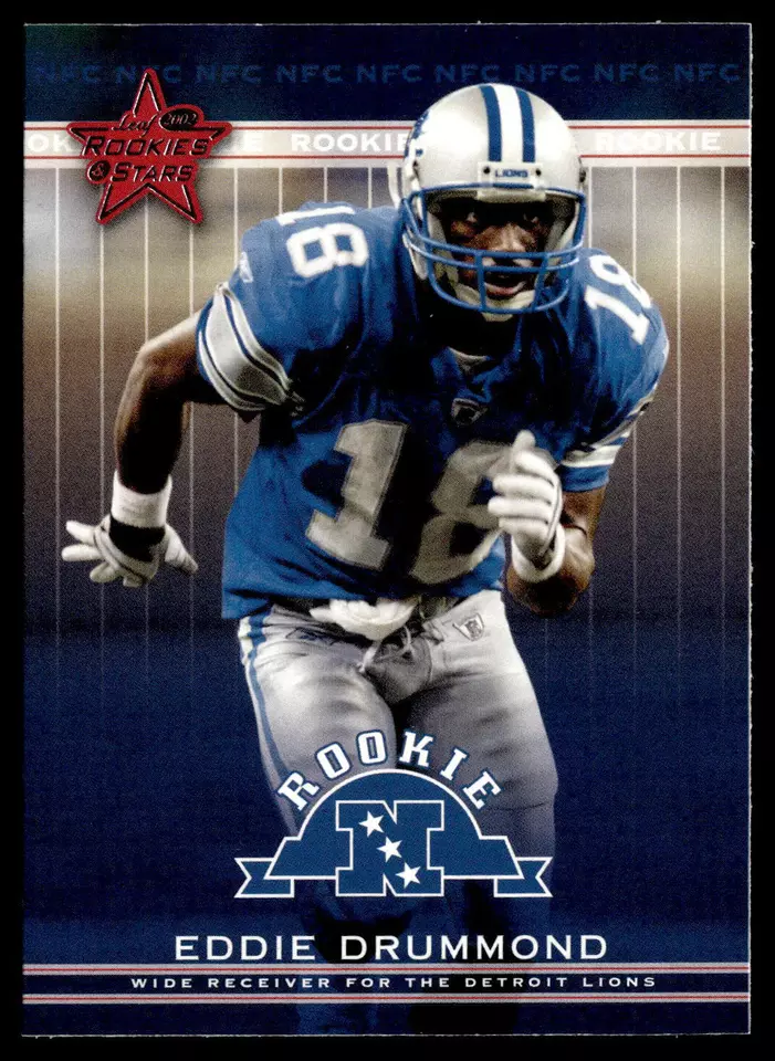 2002 Leaf Rookies & Stars  Eddie Drummond #249 Rookie   RC Detroit Lions - Image 1 of 2
