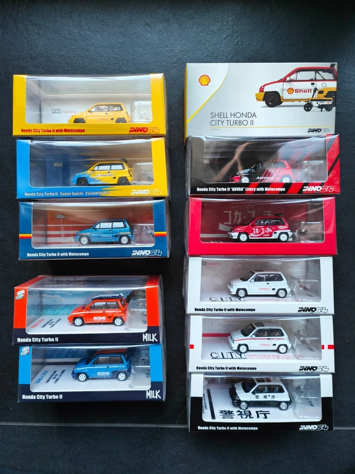 Inno64 Honda City Turbo II w/ Motocompo (11 Models) COMPLETE COLLECTION - Immagine 1 di 4