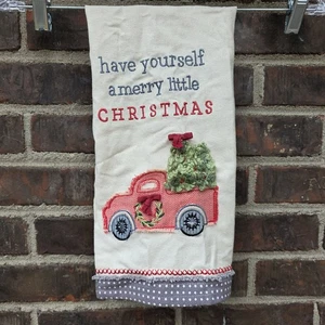 Mudpie Have Yourself a Merry Little Christmas Toalla de té árbol truco rojo decoración - Imagen 1 de 5