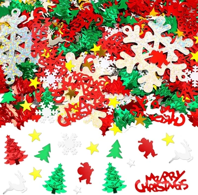 Christmas Glitter Confetti, Merry Christmas Table Decorations Metallic Foil Conf - Image 1 of 4