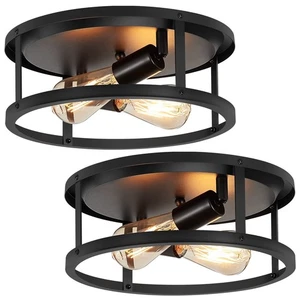 2 Pack Flush Mount Ceiling Light,13 Inch Industrial Farmhouse Ceiling Light F... - Foto 1 di 7