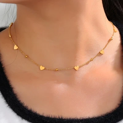 ✨ Edelstahl Halskette Damen Herz Anhänger – zarte Kette Gold oder Silber 💖 - Bild 1 von 4