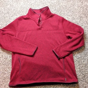 Suéter Pullover Rojo Eddie Bauer Mujer L Grande 1/4 Botones Polar Cuello Simulado - Imagen 1 de 6