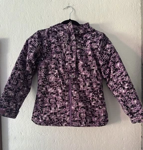 Columbia Jacket Girls Small Purle Geometric Hooded Omni-Heat Outgrown Coat - Picture 1 of 14