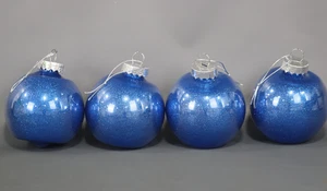 Vickerman 4.75  Clear Ball Christmas Ornament with Blue Glitter Interior  4 pcs - Picture 1 of 4