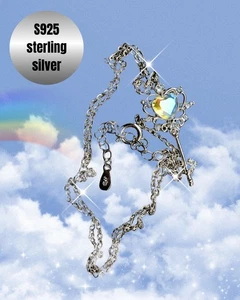 Halskette Regenbogen Herz Schlüssel echtes Silber 925er Sterling  - Bild 1 von 5