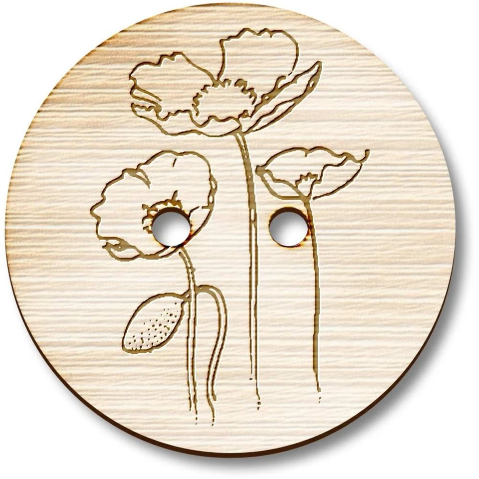 'Poppies' Wooden Buttons (BT021222) - Image 1 of 1
