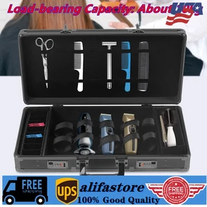 Barber Carrying Case Portable Salon Tools Bag Clipper Combs Scissors Storage - Picture 1 of 12
