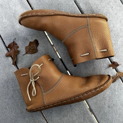 Mocassim de tornozelo feminino Sundance de couro feito à mão Santa Fe tamanho 8 - 8,5 VN - Imagem 1 de 4