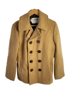 Schott U.S.740N Pea Coat Jacket Men's Wool Made in USA Beige Size 36 Pre-Owned - Picture 1 of 5