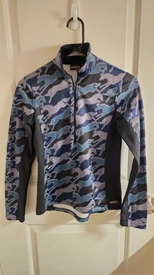 Женский пуловер Kerrits 1/4 на молнии L синий с принтом для верховой езды лошади верхняя куртка - Изображение 1 из 4