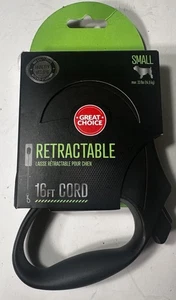 Correa retráctil de 16 pies con cordón para perro de longitud extra de gran elección negra talla pequeña máximo 33 - Imagen 1 de 4