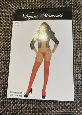 Muslo de rejilla con top de encaje, rojo, por Elegant Moments Foto 1 de 4