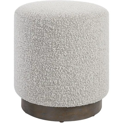 Uttermost 23665 Avila 18 inch Ivory and Warm Gray Boucle Fabric Ottoman - Image 1 of 4