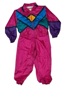 Vtg 80s 90s OuterStuf Youth 6 Neon Windbreaker Tracksuit Set Retro Colorblock - Picture 1 of 8