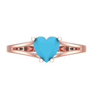 14K Rotgold Solitär Verlobungsring für Damen, 1 ctw simulierter Türkis - Bild 1 von 11