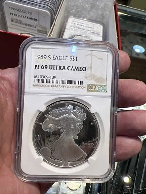 1989-S Proof $1 American Silver Eagle NGC PF69 Ultra Cameo - Image 1 of 4
