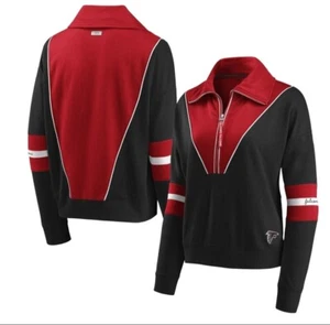 Atlanta Falcons Erin Andrews Damenoberteil Logo-Streifen halber Reißverschluss Größe Large - Bild 1 von 1