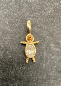 14KT GOLD EP BOY NOVEMBER YELLOW CRYSTAL SMALL BIRTHSTONE KIDS PENDANT CHARM - Picture 1 of 1