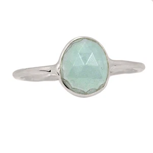 Natural Faceted Aquamarine 925 Sterling Silver Ring Jewelry s.9 CR62489 - Bild 1 von 1
