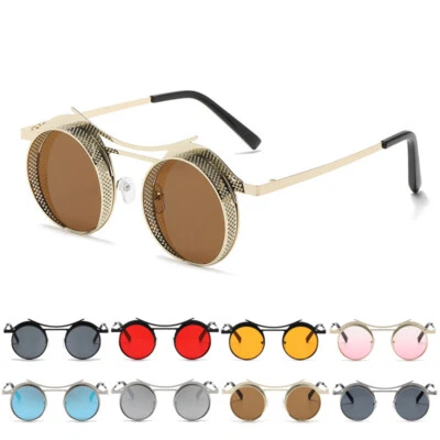 Vintage Steampunk Style Round Sunglasses for Women Men Circle Hippie Sun Glasses Foto 1 de 4