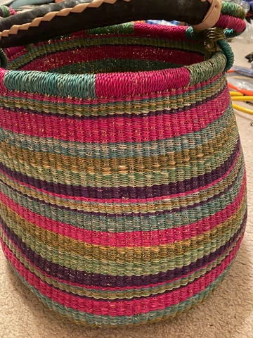 Large Multicolored Woven Basket Cover