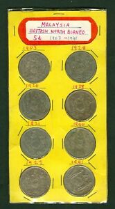 1903-1941 North Borneo (Malaysia). Set of 16 Coins. Copper-Nickel.