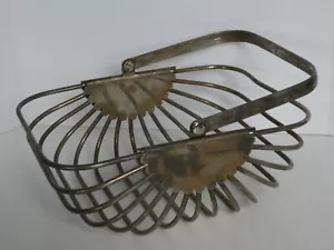 Silver-Plate Metal Wire Multi-Purpose Bread Fruit Basket with Handle HEAVY - Picture 1 of 12