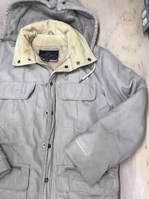 Chaqueta Vintage Montgomery Ward Años 80 Beige Cuello Pana Foto 1 de 4