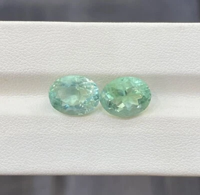 9.54 ct Best Grade Nice Mint Green / Natural Green Fluorite - Oval 2 pc Video !! - Image 1 of 2