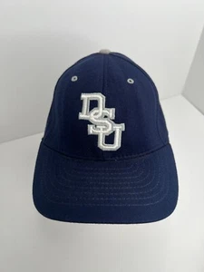 DeLONG DSU Fitted Baseball Hat Navy Blue Wool Blend Size XL Vintage Cap - Picture 1 of 3