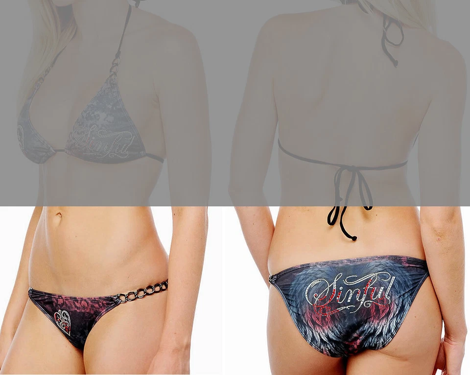 Sinful by Affliction CEDAR - 女式泳装比基尼蓝色 - 全新 - 仅底部 — 第 1/1 张图片