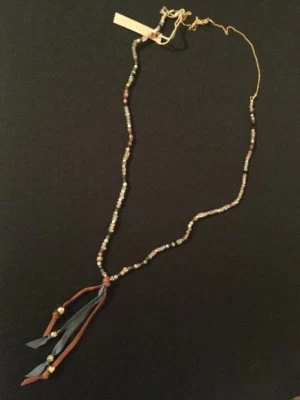 Collar multiprecioso Chan Luu nuevo con etiquetas 32" plata esterlina 18ktGP con cuero  Foto 1 de 4