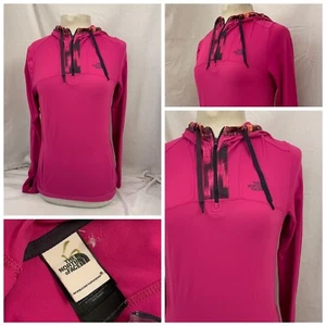 The North Face Hoodie Pullover S Women Pink Nylon Thumb Holes EUC YGI U1-236 - Picture 1 of 12