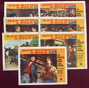 MAN WITHOUT A STAR LOBBY CARD SET (8) 1955 KIRK DOUGLAS JEANNE CRAIN - Picture 1 of 9