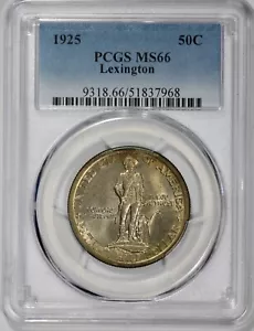 1925 Lexington 50c Commemorative Silver Half Dollar PCGS MS 66 - Picture 1 of 4