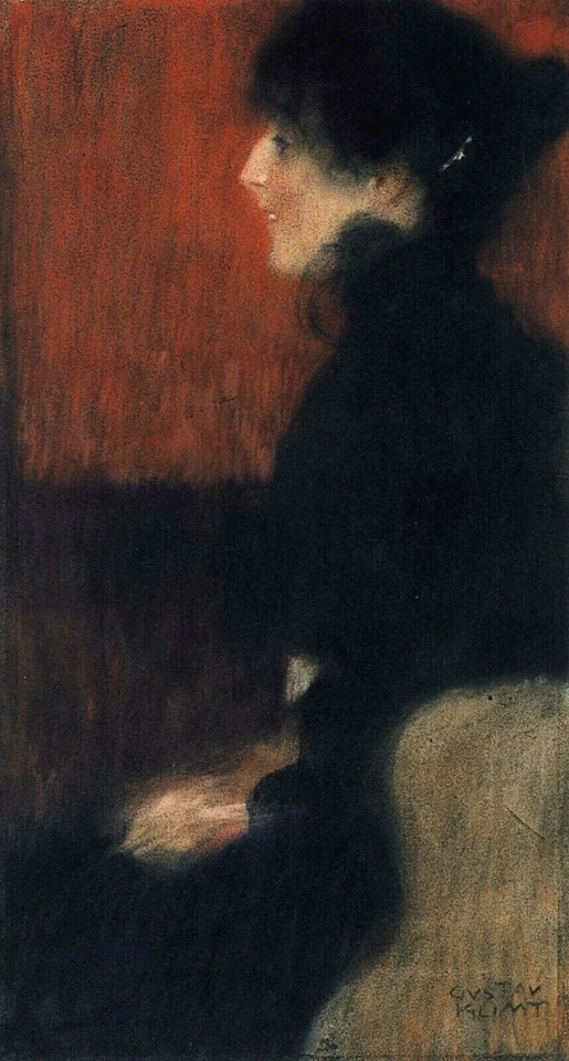 Retrato de una dama (1897) firmado por Gustav Klimt - impresión artística de 17" x 22" Foto 1 de 1