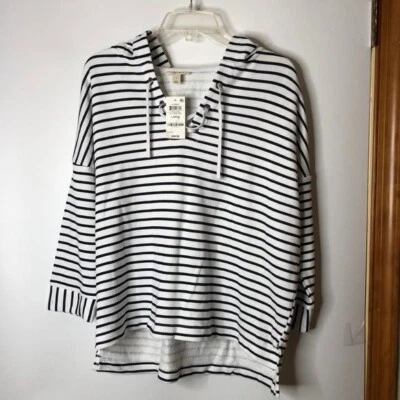 NUEVO CON ETIQUETAS Style & Co Sudadera con Capucha a Rayas Alta Lo Cordones Frontales GRANDE Nueva con Etiquetas Foto 1 de 4